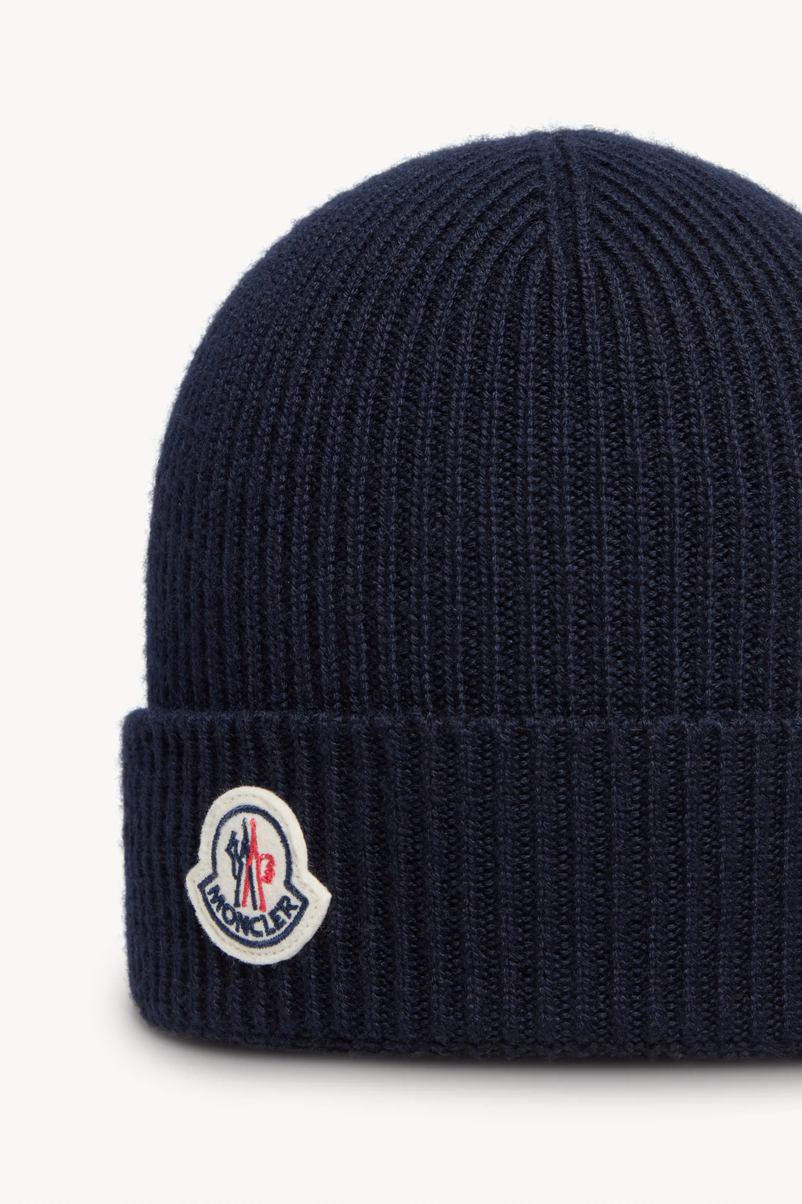 Wool Beanie Gender Neutral Navy Blue Moncler 3
